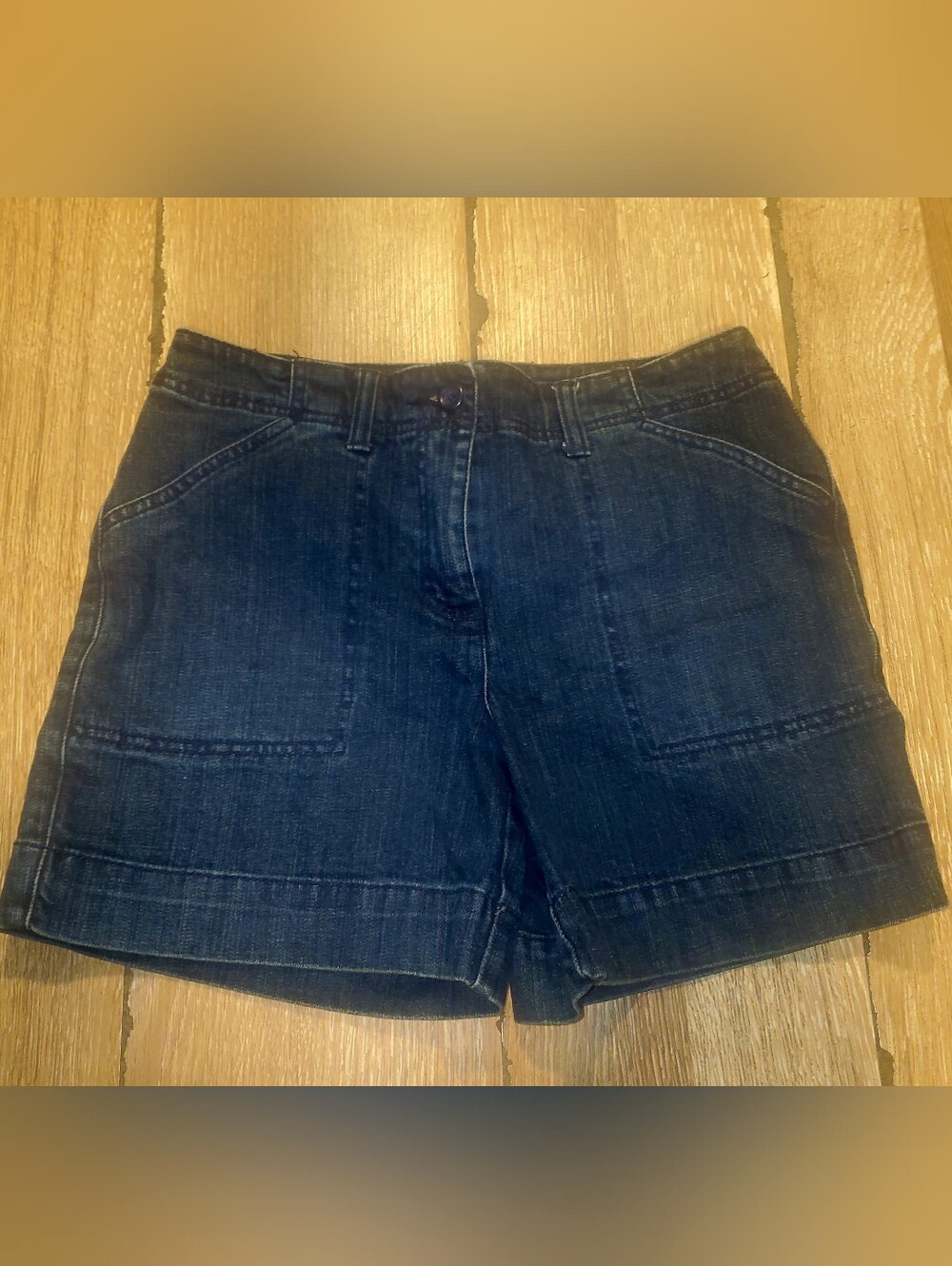 Charter Club Kathrine Fit Dark Blue Bermuda Denim Foldover Pocket Shorts